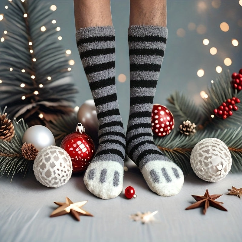 Calcetines Altos WhimsyCat - Diseño de Huella de Gato para Ella y Él 🐾🧦