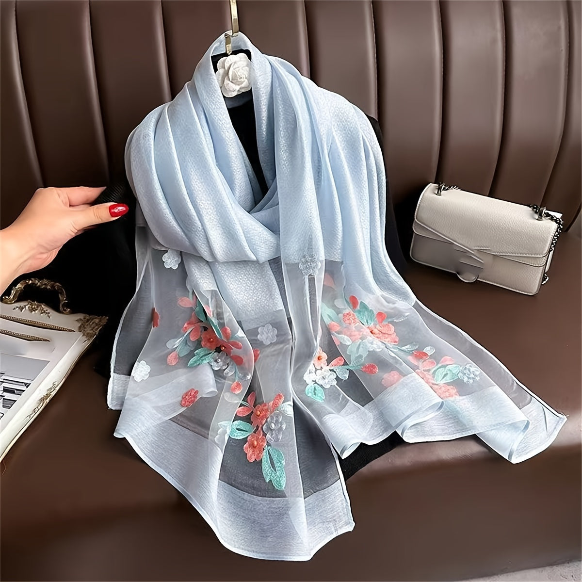 Chaleco de Flores Bordadas para Mujer - Bufanda Ligera y Transpirable 🌸💨