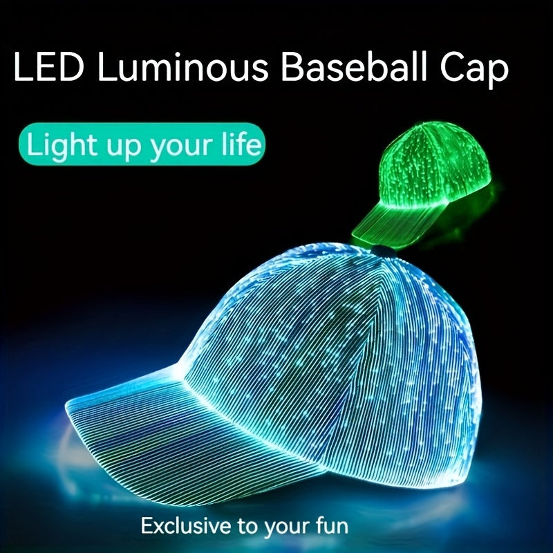 Gorra LED con Iluminación de 7 Colores – Recargable por USB, Ideal para Fiestas y Eventos