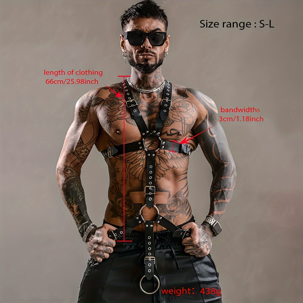 🔥 Arnés Masculino Ajustable de Cuero Sintético - Estilo Gótico Punk con Remaches 🔥