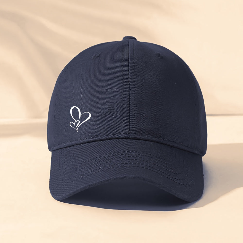 Gorra de Beisbol con Estampado de Corazón - Sombrero Ajustable y Transpirable de Algodón para Mujer, Casual y Cómodo