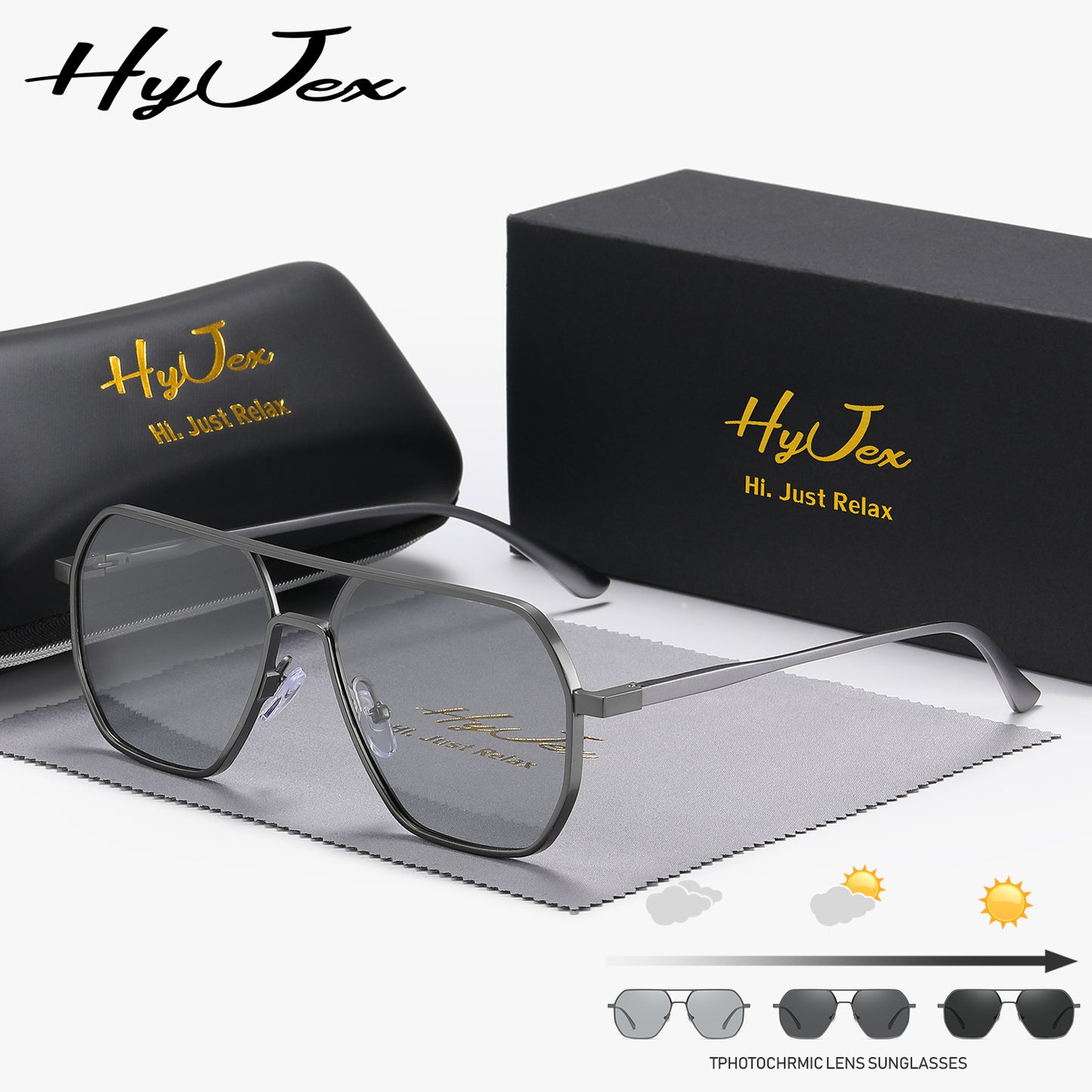 Gafas de Sol Polarizadas HyJex – Diseño Aviador con Protección UV y Lentes Fotocromáticas