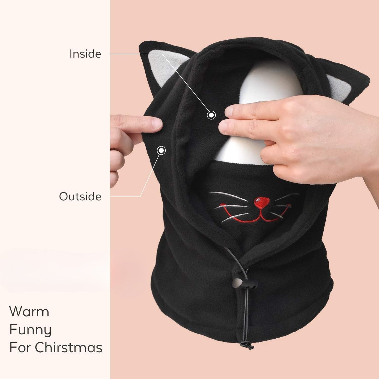 Balaclava de Forro Polar con Diseño de Gato - Cálida y Adorable para Jóvenes🐱❄️