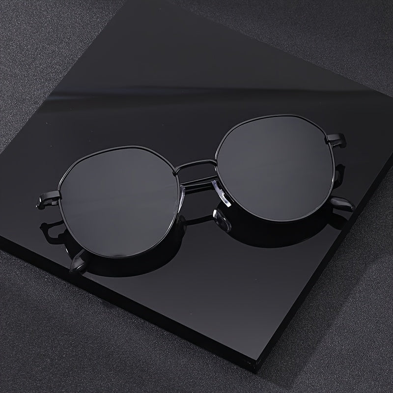 Gafas Vintage Redondas para Hombre – Montura Metálica Completa con Detalles en Dorado