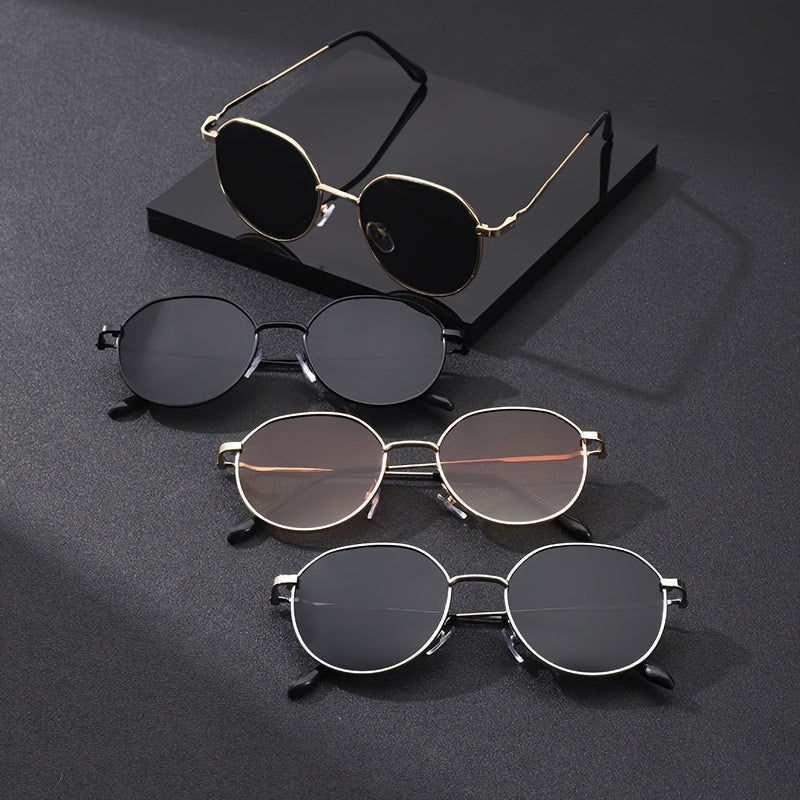 Gafas Vintage Redondas para Hombre – Montura Metálica Completa con Detalles en Dorado