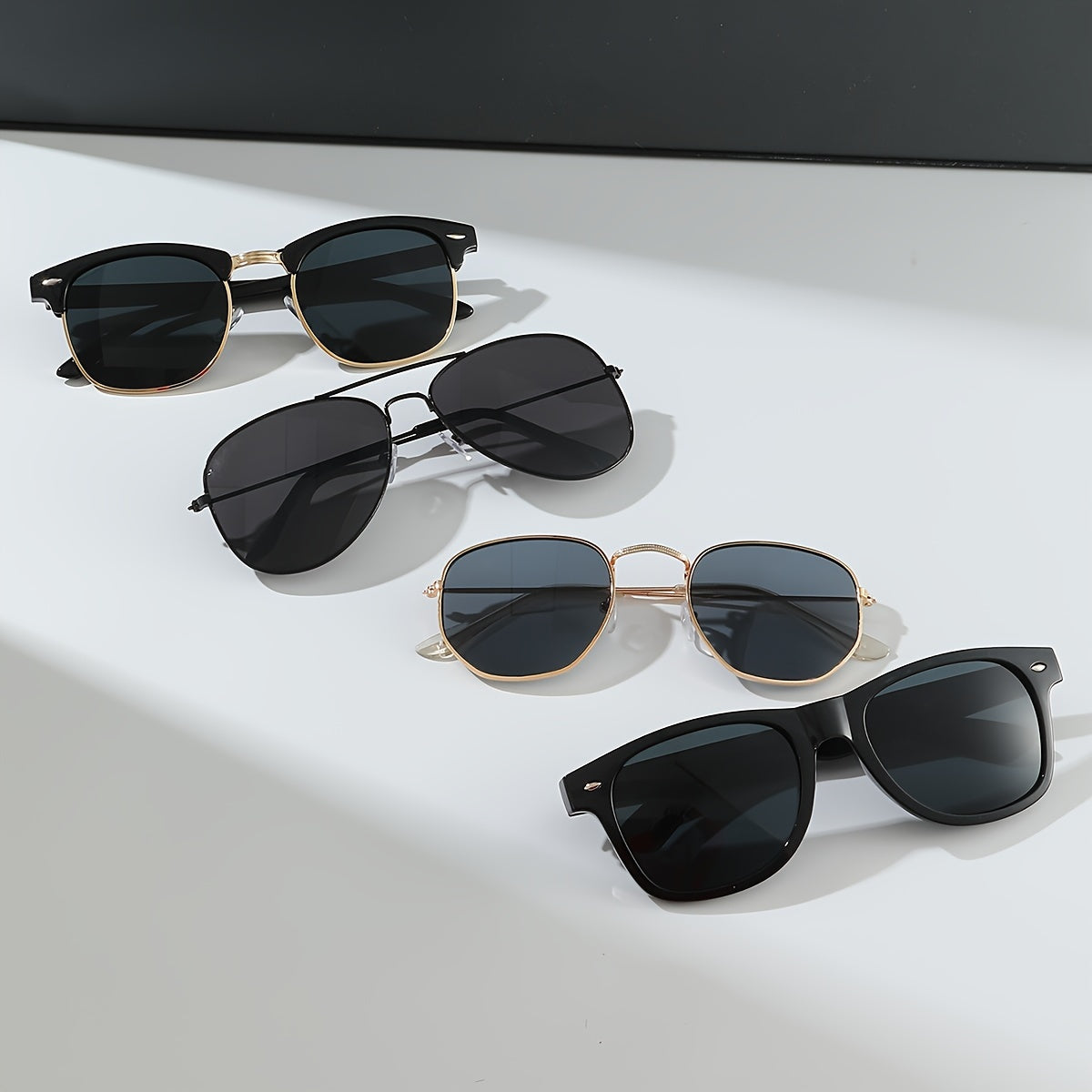 vSet de 4 Gafas Clásicas para Hombre – Diseño Ovalado Irregular, Estilo Urbano y Ejecutivo