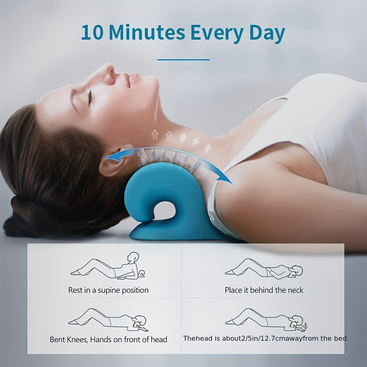 Almohada Ortopédica para Relajación Cervical – Diseño en C para Tracción y Descanso del Cuello 💆♂️✨