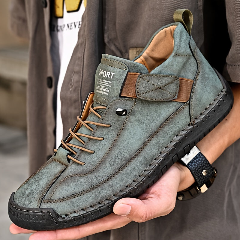 Plus Zapatillas de Hombre Plus Size con Costuras, Cierre de Velcro y Cordones, Resistente al Desgaste, Para Actividades al Aire Libre