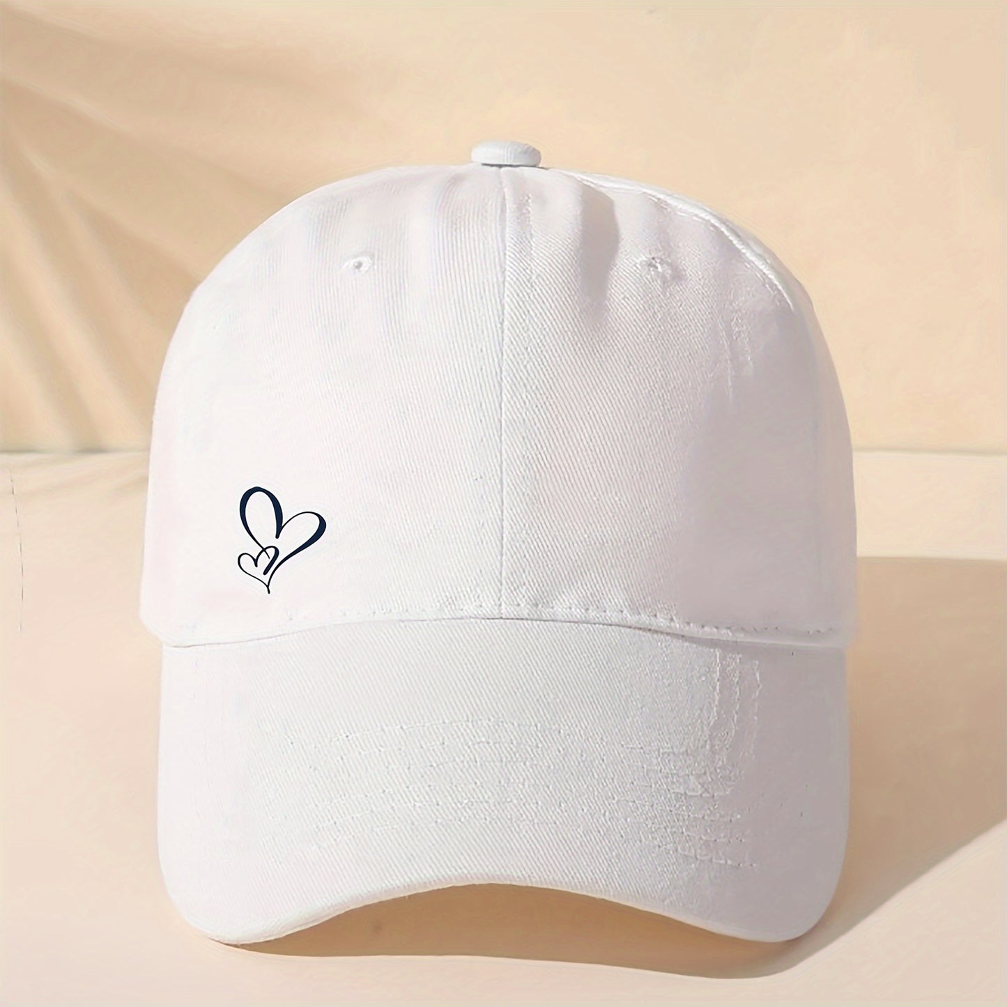 Gorra de Beisbol con Estampado de Corazón - Sombrero Ajustable y Transpirable de Algodón para Mujer, Casual y Cómodo