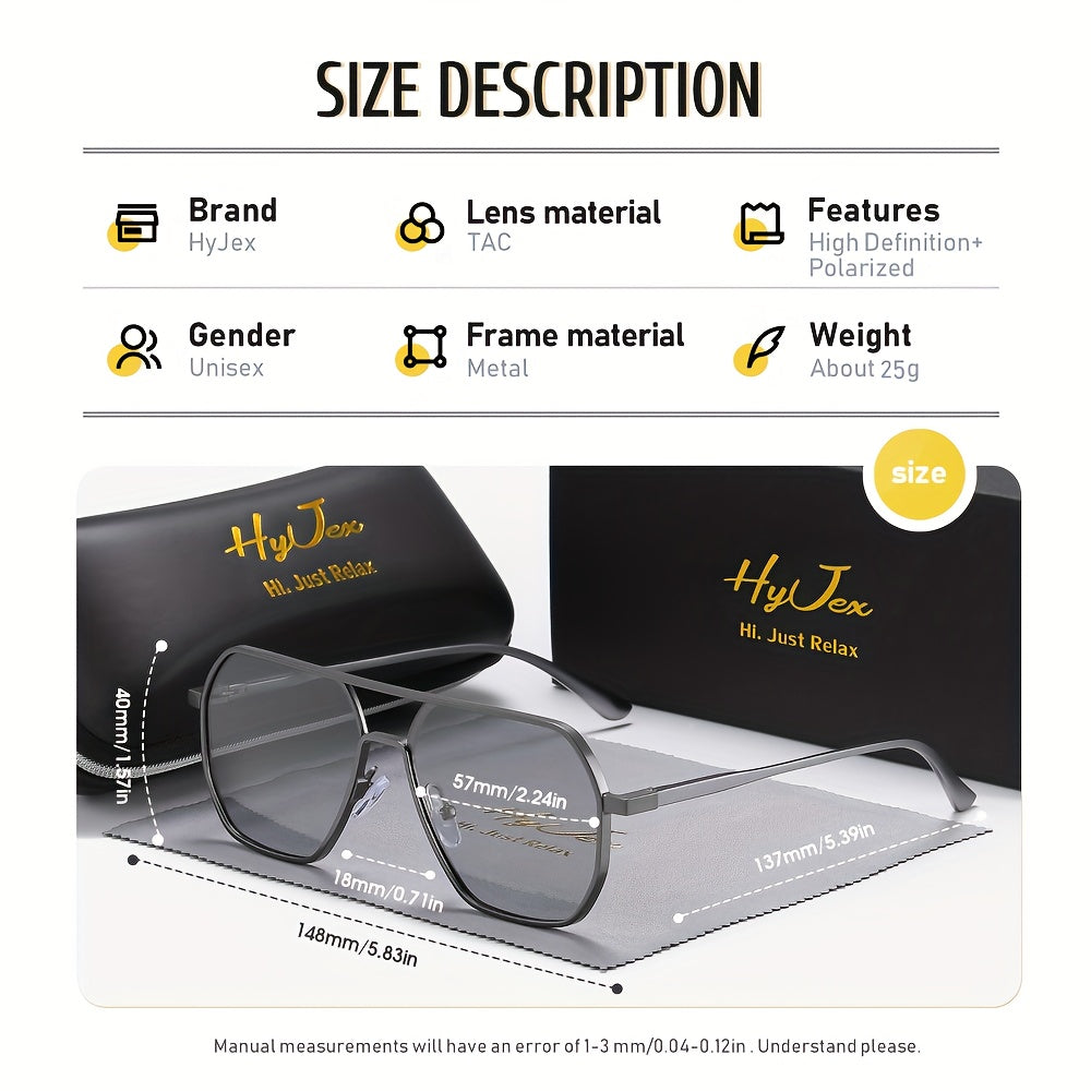 Gafas de Sol Polarizadas HyJex – Diseño Aviador con Protección UV y Lentes Fotocromáticas