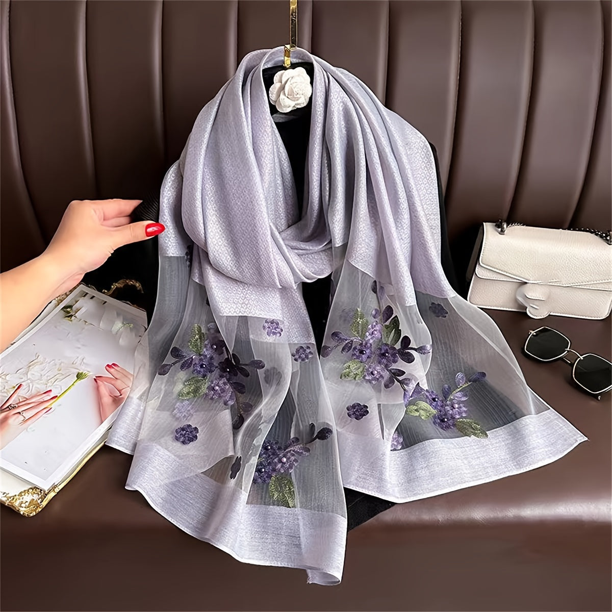 Chaleco de Flores Bordadas para Mujer - Bufanda Ligera y Transpirable 🌸💨