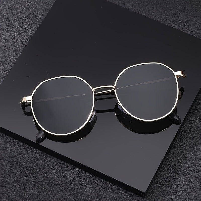 Gafas Vintage Redondas para Hombre – Montura Metálica Completa con Detalles en Dorado