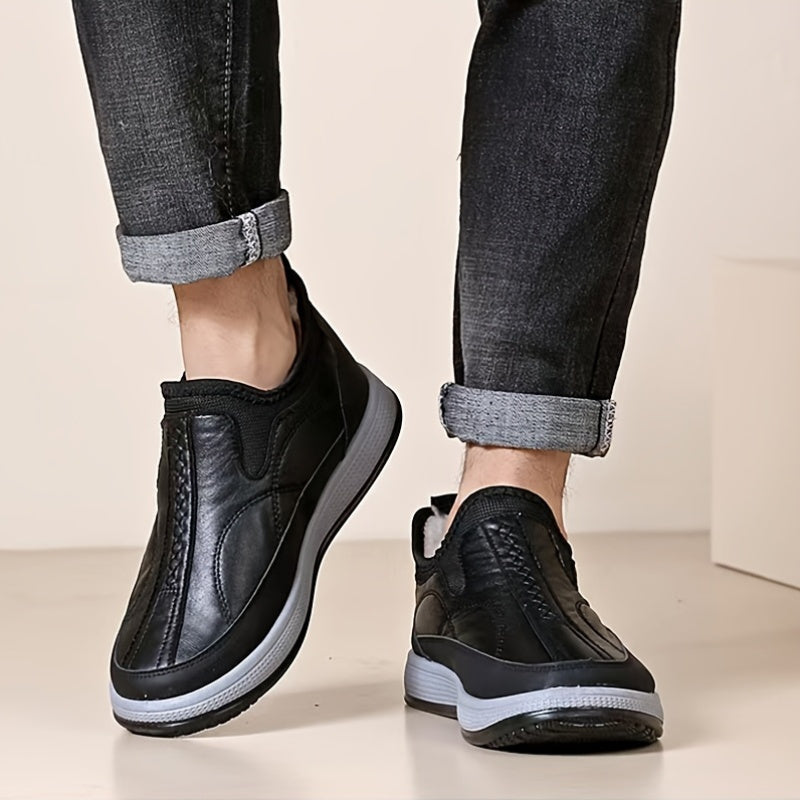 Zapatillas de Invierno para Hombre con Forro de Lana, Slip-On, Suela de PVC y Diseño Casual para Uso Diario y al Aire Libre