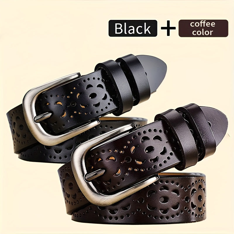 Set de 2 Cinturones Elegantes para Mujer – Diseño Hueco Estilo Coreano 🌸