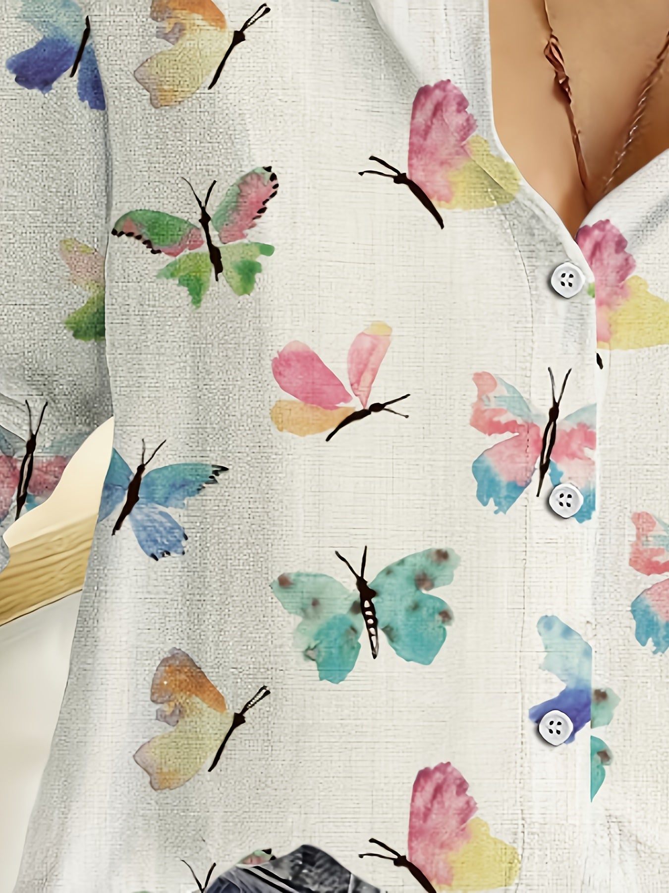 🌸 Camisa Casual de Manga Larga con Estampado de Mariposas para Mujer – Un Toque Vibrante y Natural para Cada Estación 🌸
