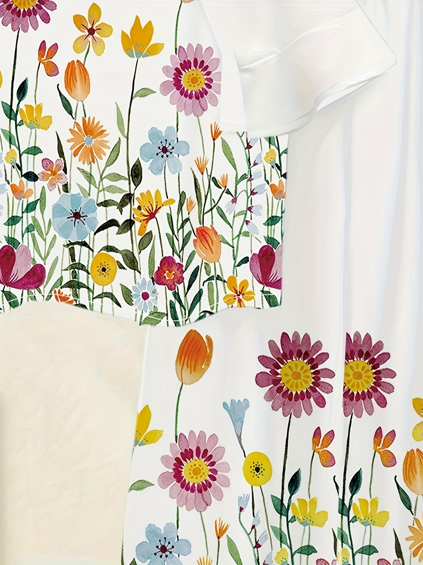 Top de Manga Corta con Estampado Floral Fresco para Damas, Combinado con Pantalones de Pierna Ancha y Cintura Elástica.