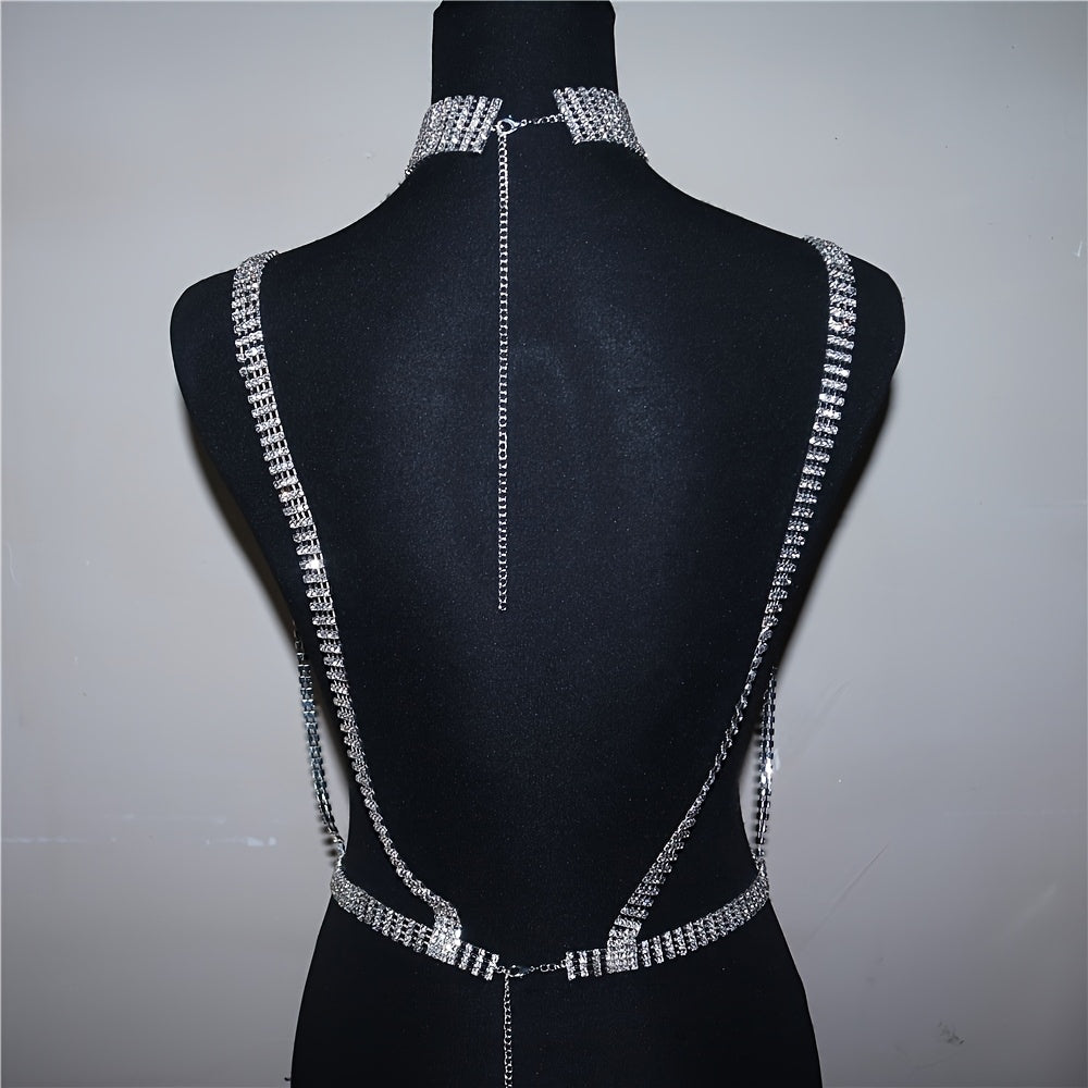 ✨ Cadena Corporal Bohemia con Cristales y Borlas - Joyería de Cuerpo Multicapa, Brillante para Fiestas, Festivales de Música y Diversión en la Playa 🌞