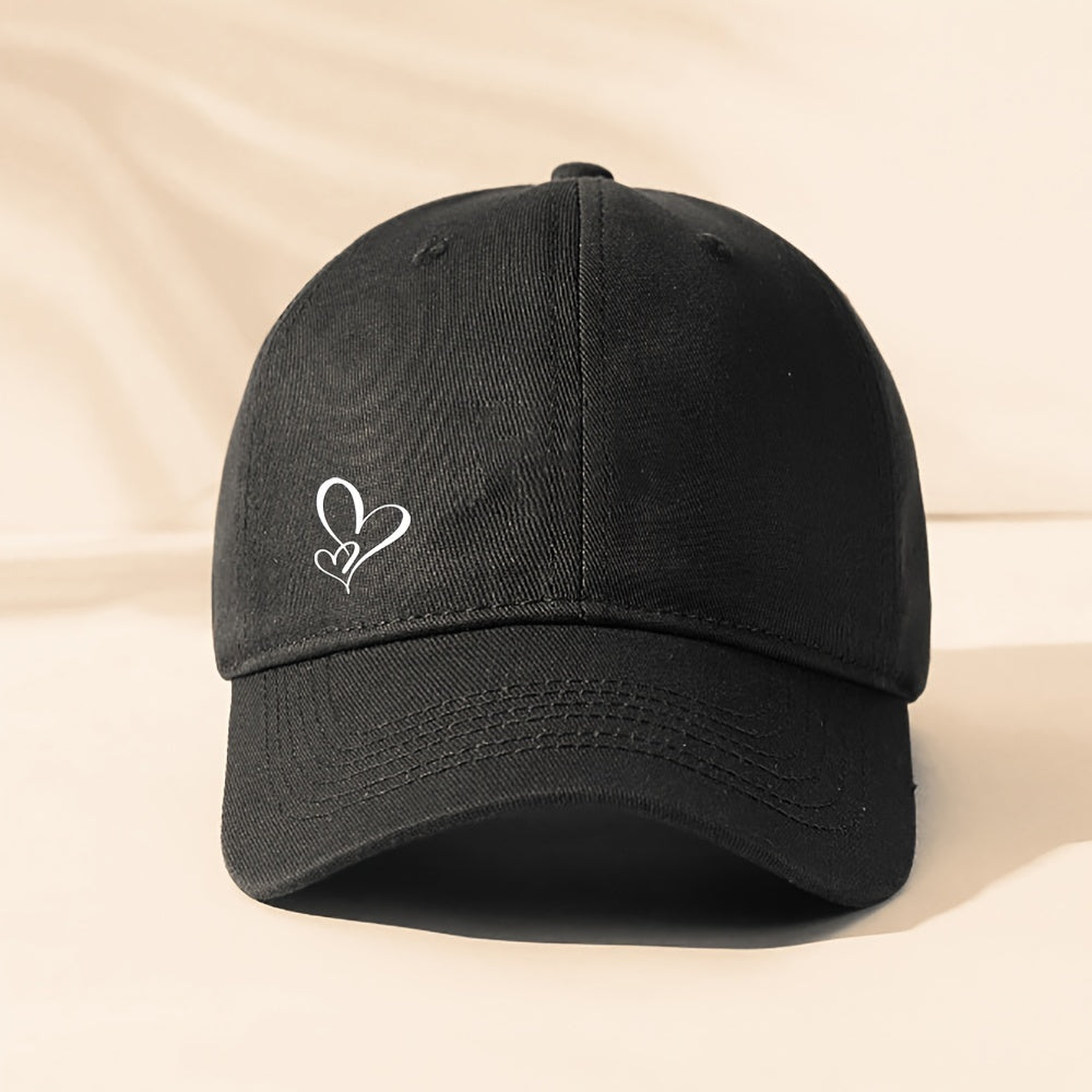 Gorra de Beisbol con Estampado de Corazón - Sombrero Ajustable y Transpirable de Algodón para Mujer, Casual y Cómodo