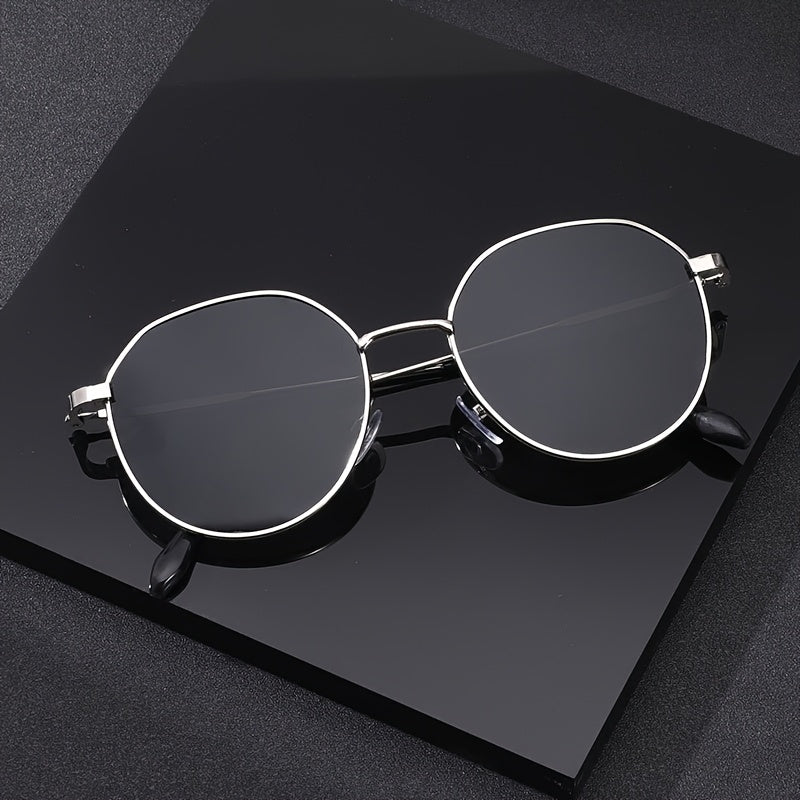 Gafas Vintage Redondas para Hombre – Montura Metálica Completa con Detalles en Dorado