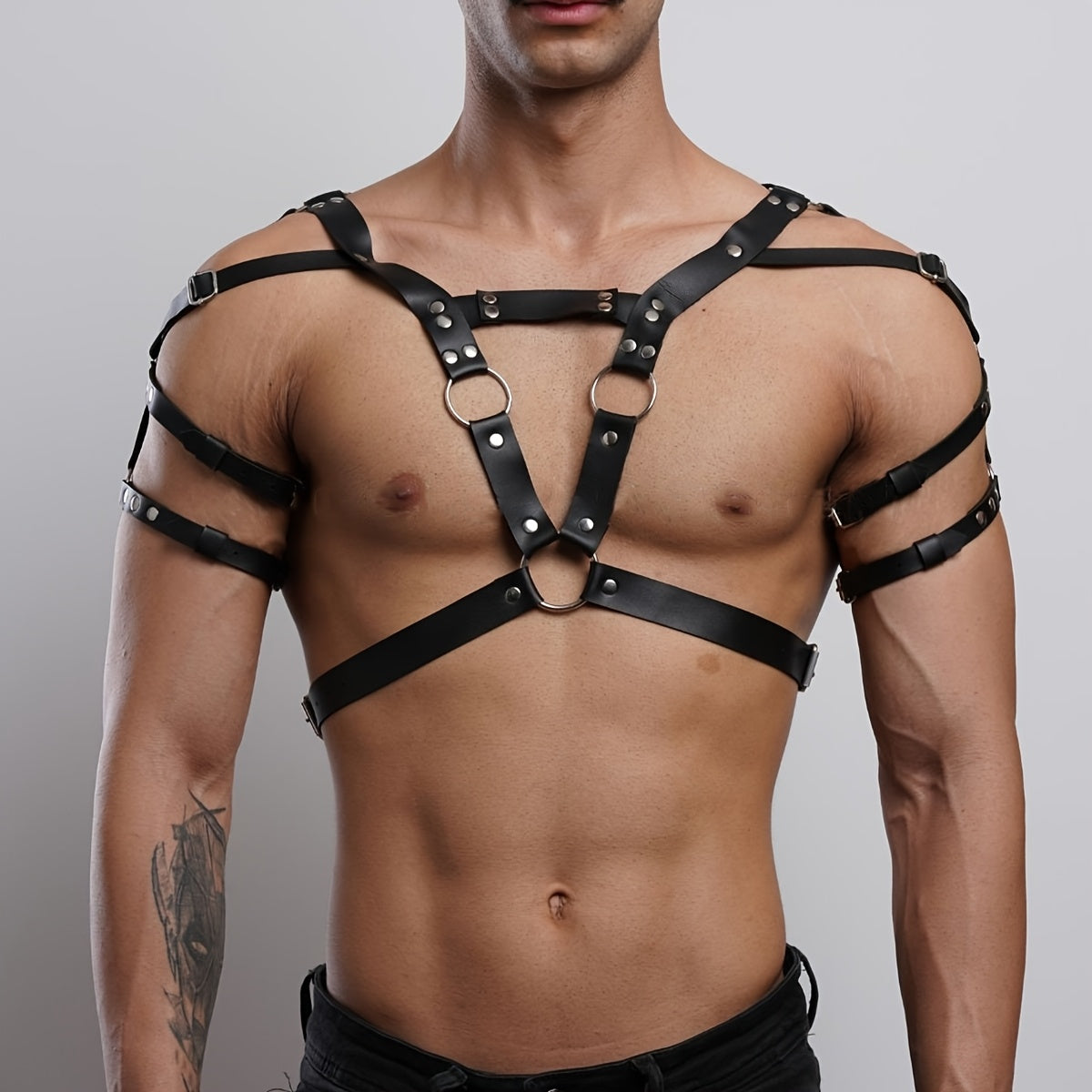 Arnés de Pecho en Cuero Sintético para Hombre - Estilo Punk Ajustable