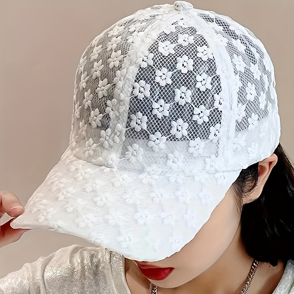 Gorro de Moda para Mujer - Verano, con Flores de Encaje y Diseño Transpirable 🌸🧢