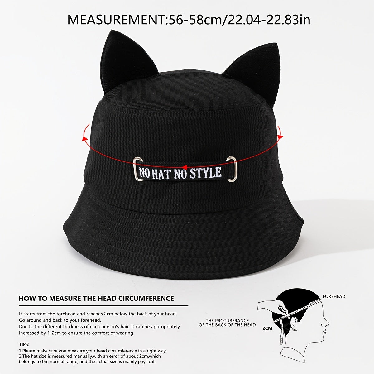 Gorra Bucket Negra con Orejas de Gato 3D y Estilo Funky 🐱✨