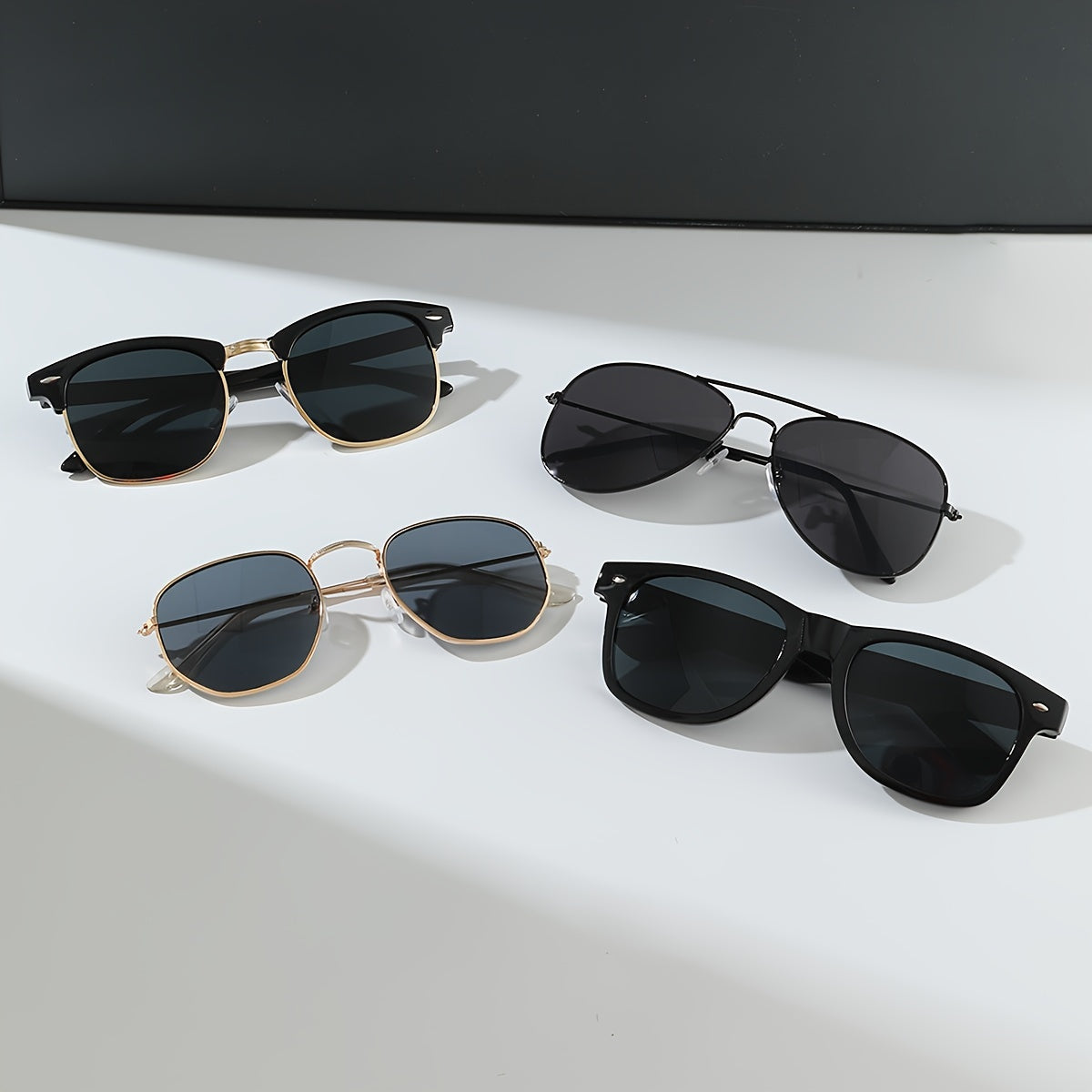 vSet de 4 Gafas Clásicas para Hombre – Diseño Ovalado Irregular, Estilo Urbano y Ejecutivo