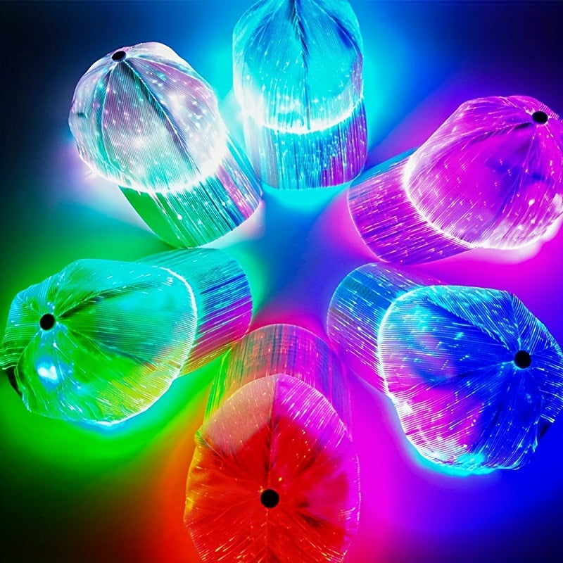 Gorra LED con Iluminación de 7 Colores – Recargable por USB, Ideal para Fiestas y Eventos