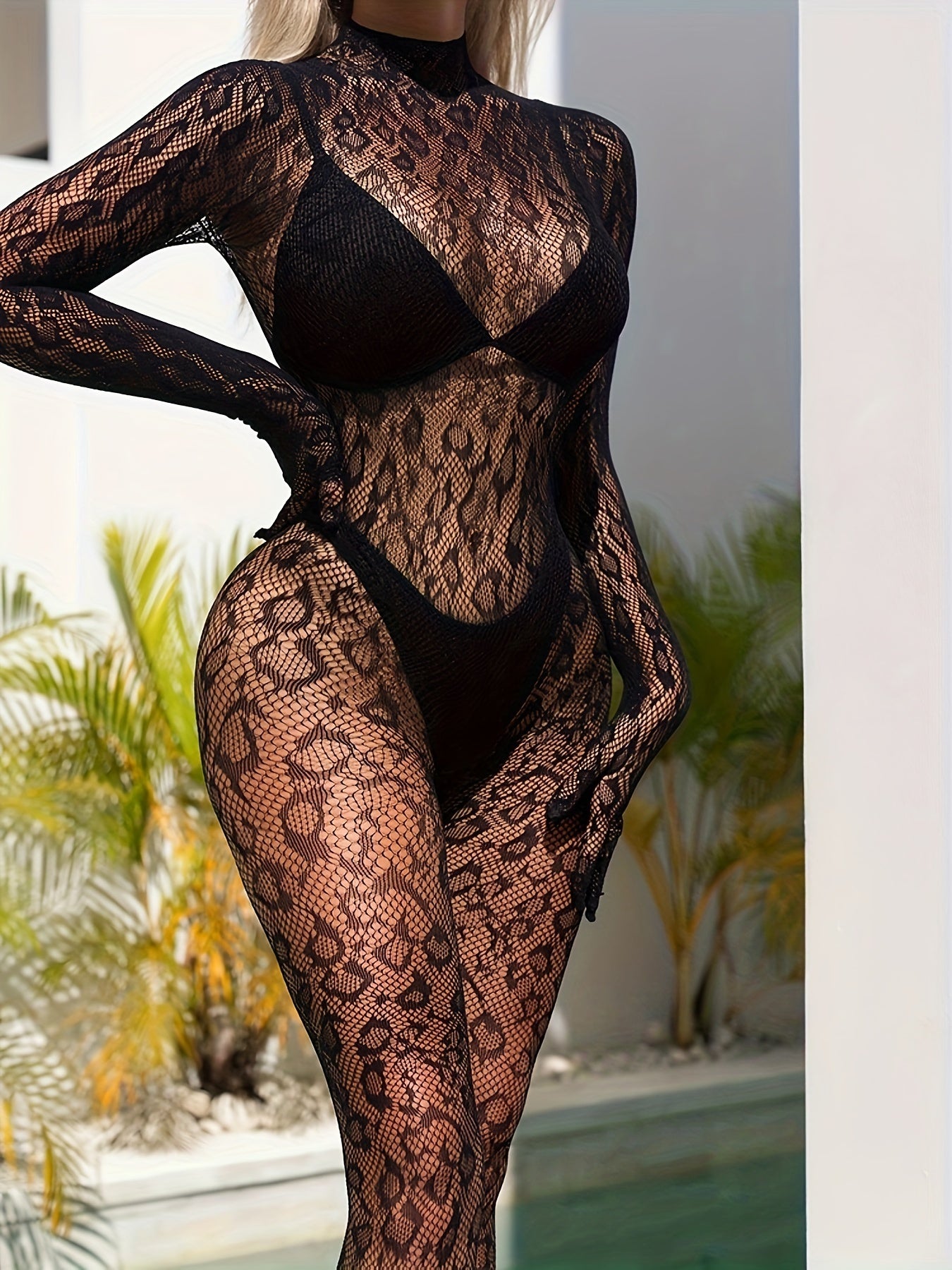 🔥 Lencería Sexy de Una Sola Pieza - Bodystocking Crotchless con Mangas Largas y Pantys, Transparente y Seductora para Mujeres 💋