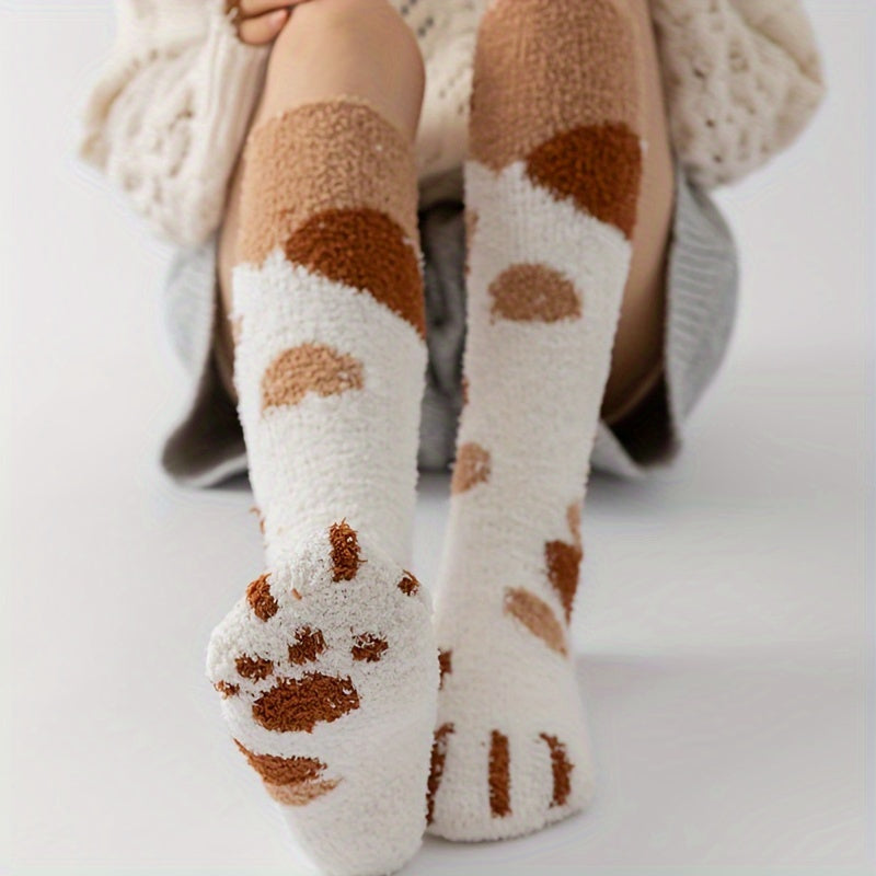 Calcetines Altos WhimsyCat - Diseño de Huella de Gato para Ella y Él 🐾🧦