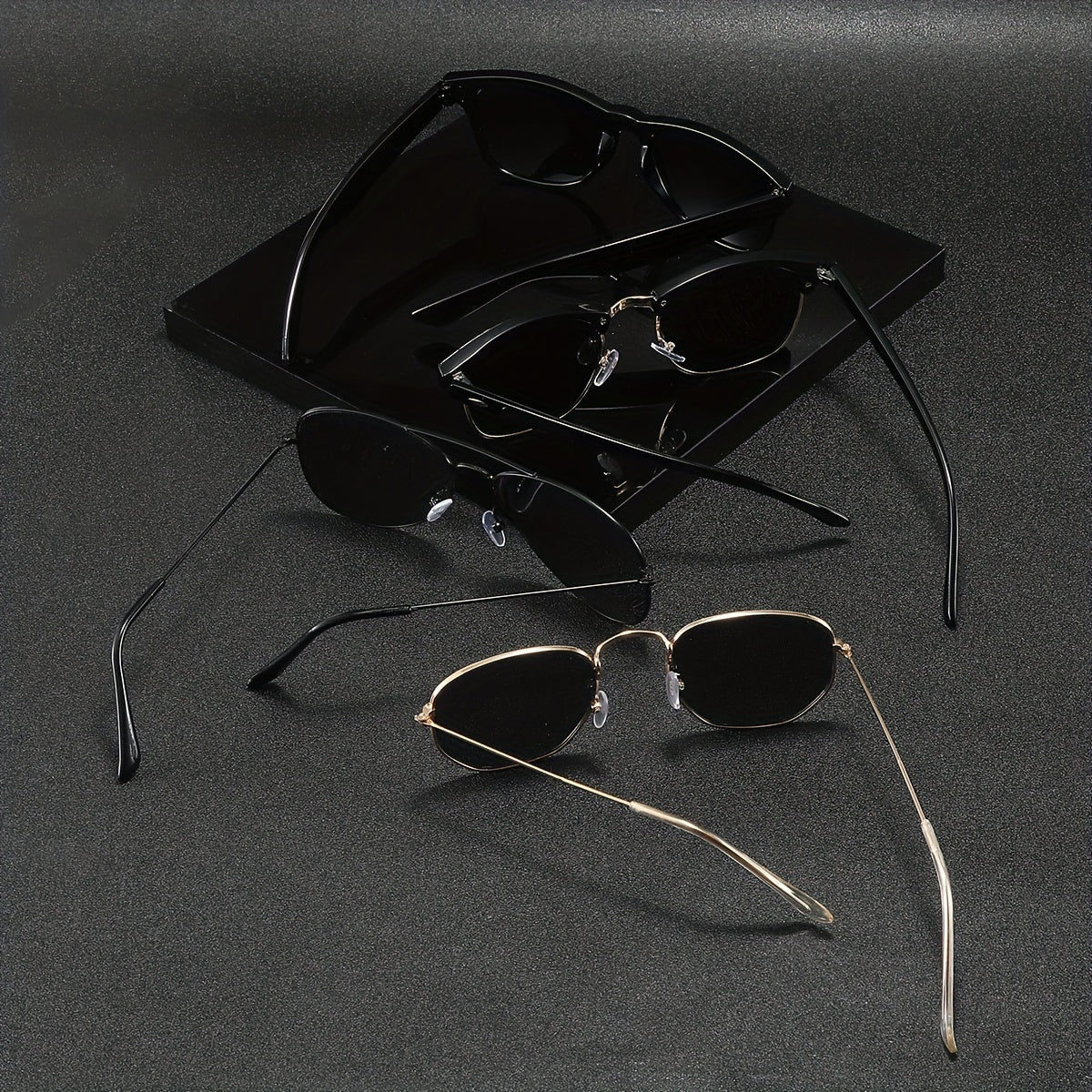 vSet de 4 Gafas Clásicas para Hombre – Diseño Ovalado Irregular, Estilo Urbano y Ejecutivo