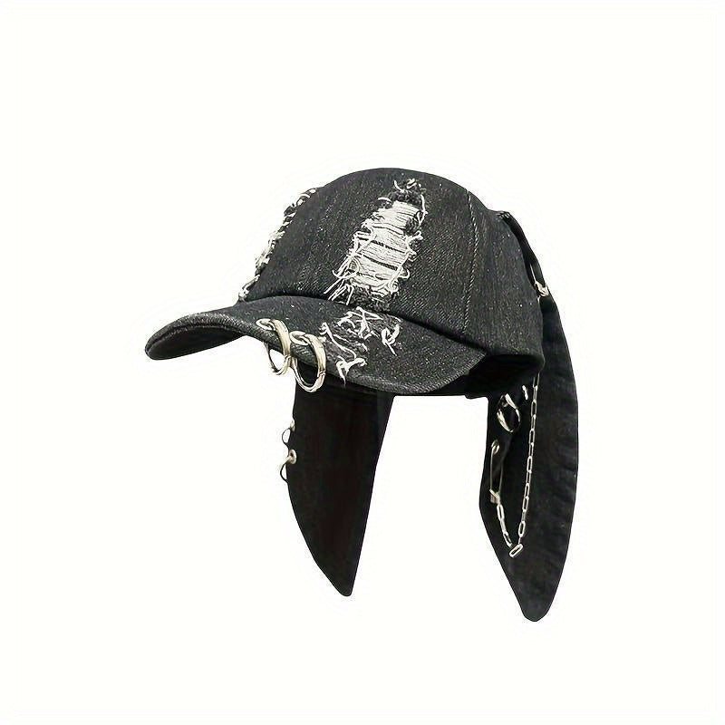 Gorra de Béisbol Punk Y2K con Orejas de Conejo - Estilo Audaz y Atemporal 🐰🖤