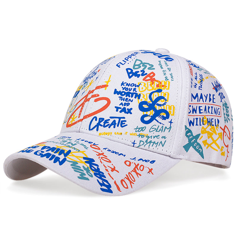 Gorra de Béisbol Graffiti para Mujer - Gorra Ajustable Unisex, Sombrero con Distressed y Colita de Caballo, Bordada, Perfecta para Regalos de Año Nuevo, Navidad y San Valentín 🎁✨
