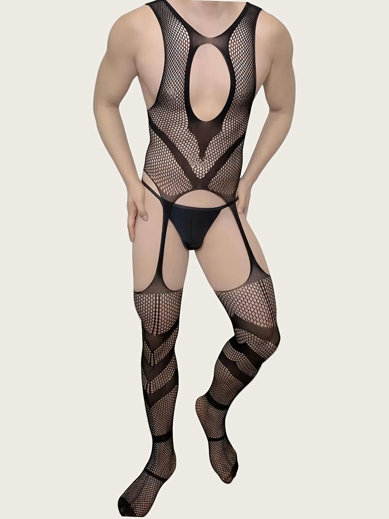 🔥 Lencería Sexy para Hombre - Bodystocking Negro con Abierto en la Entrepierna, Ropa Exótica para Citas y Seducción 😈
