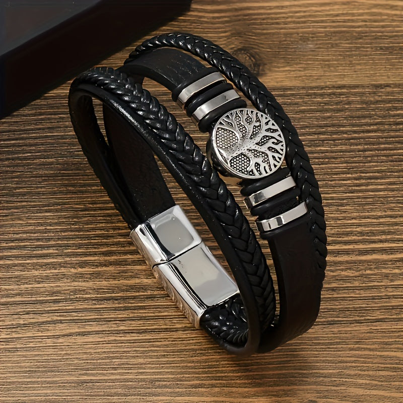 🌟 Brazalete de Cuero PU Minimalista y Trendy para Hombre – ¡El Regalo Perfecto para Navidad!