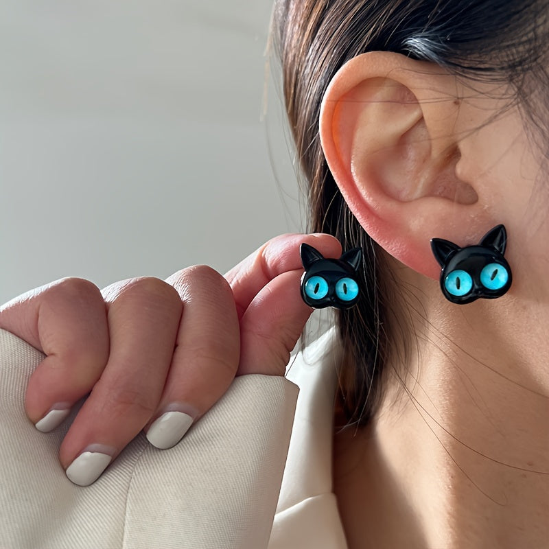 Aretes de Gato Negro - Estilo Lindo y Sencillo 🐾✨