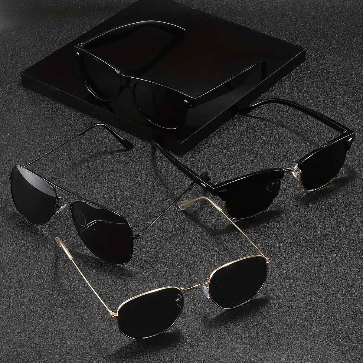 vSet de 4 Gafas Clásicas para Hombre – Diseño Ovalado Irregular, Estilo Urbano y Ejecutivo
