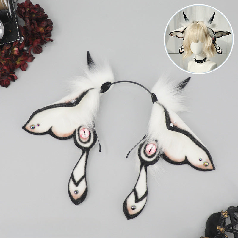 Diadema Realista de Polilla con Orejas - Accesorio de Peluche para Halloween y Día de los Muertos 🦋🎃