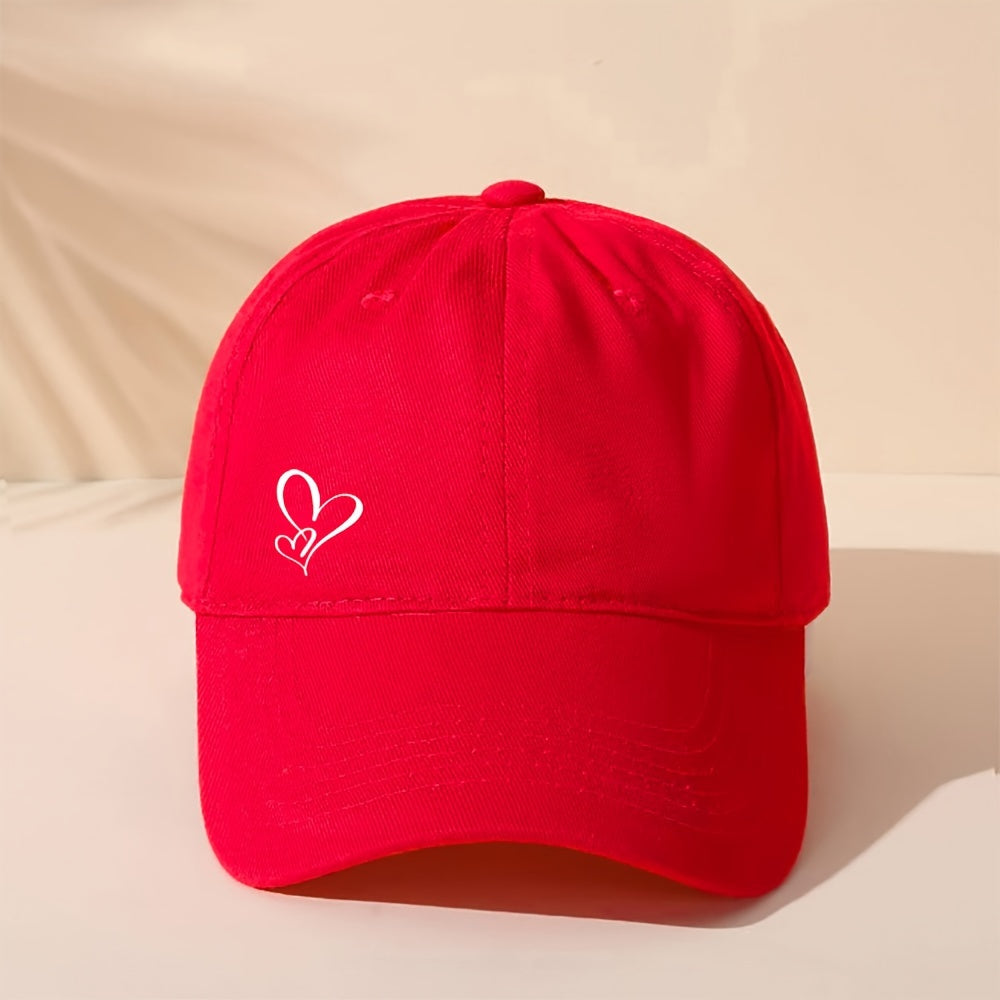 Gorra de Beisbol con Estampado de Corazón - Sombrero Ajustable y Transpirable de Algodón para Mujer, Casual y Cómodo