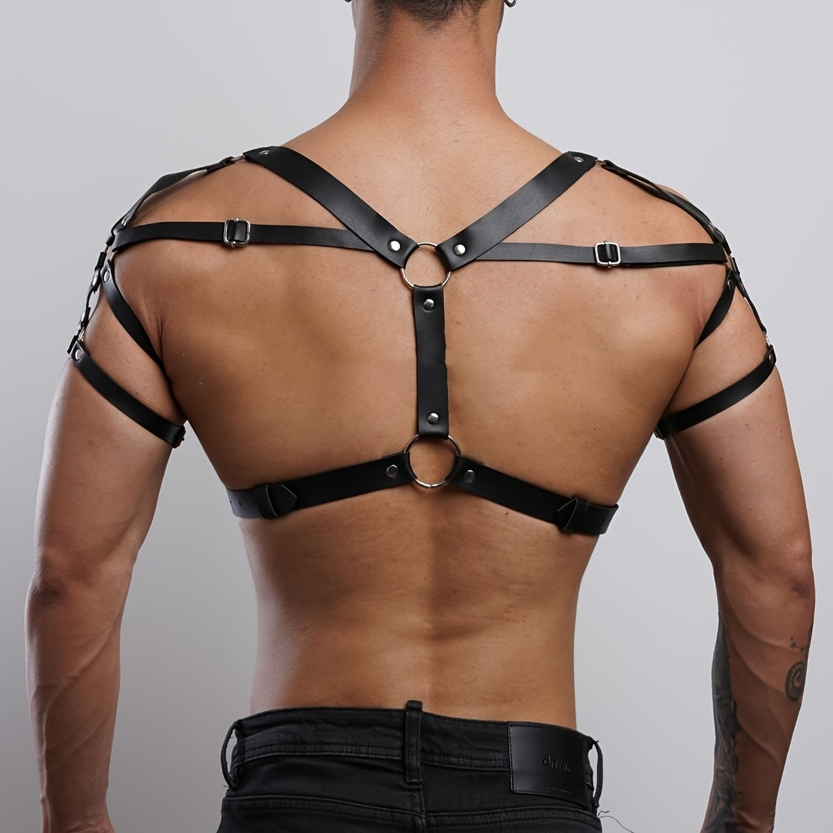 Arnés de Pecho en Cuero Sintético para Hombre - Estilo Punk Ajustable