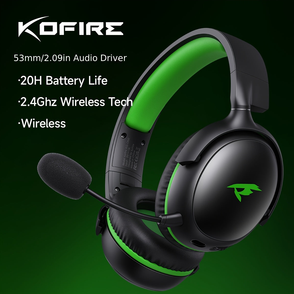 🎧 KOFire Auriculares Inalámbricos para Gaming – Compatibles con XBOX, PS5, PC y más | Micrófono con Cancelación de Ruido | Sonido Hi-Fi | Hasta 60h de Juego