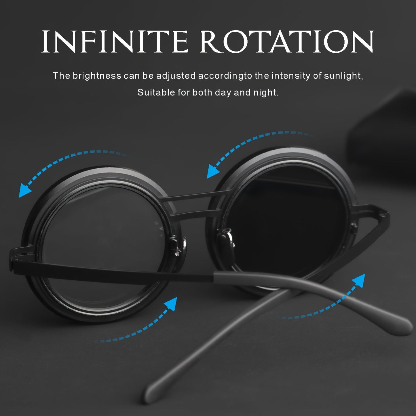 Gafas de Moda Unisex Estilo Cyberpunk con Ajuste Gradual y Rotación Continua, Filtro ND2-ND400 y Montura de Aleación de Aluminio