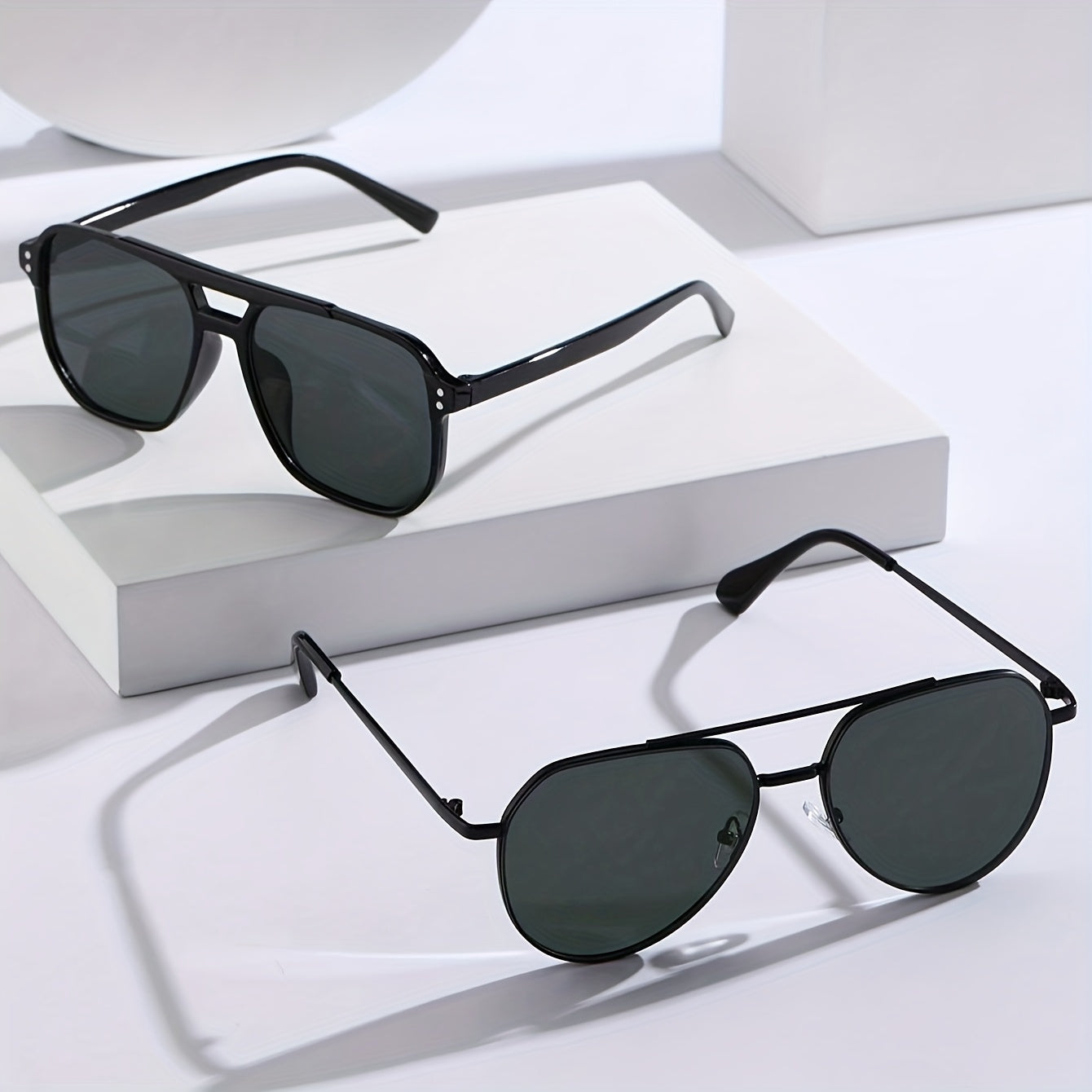 Set de 2 Gafas Retro Geométricas de Doble Puente – Estilo Único para Festivales y Moda Urbana