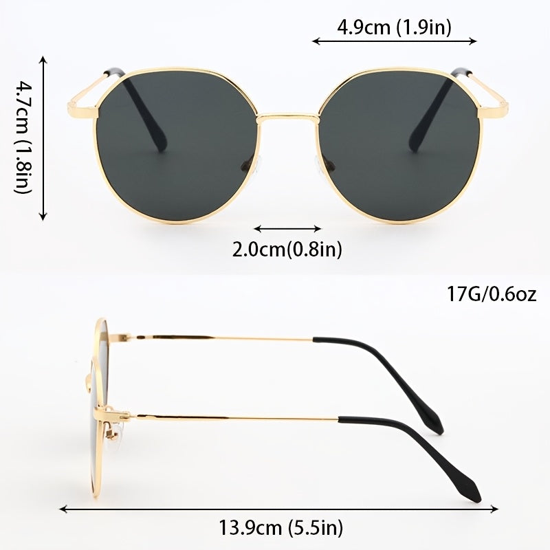 Gafas Vintage Redondas para Hombre – Montura Metálica Completa con Detalles en Dorado