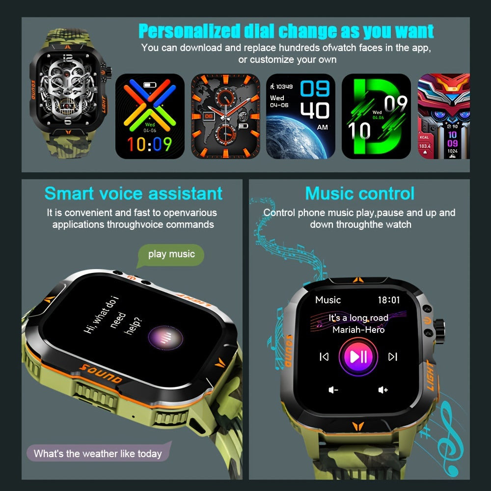 Reloj Inteligente Táctico QTLJJBY - Tecnología de Precisión y Diseño Robusto ⌚🌟