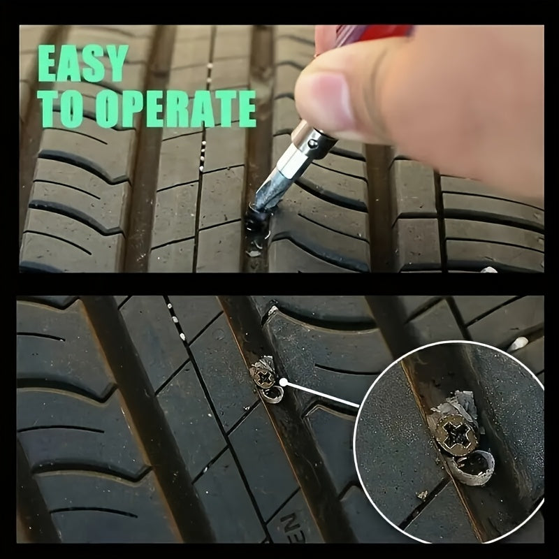 ✨ Kit de Reparación de Neumáticos Universal de Emergencia (20 Piezas) ✨ 🔧 Con Herramientas de Instalación y Clavos de Sellado de Hierro 🚗 Ideal para Coche, Moto, Camión y Scooter 🏍️