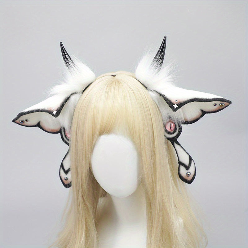 Diadema Realista de Polilla con Orejas - Accesorio de Peluche para Halloween y Día de los Muertos 🦋🎃