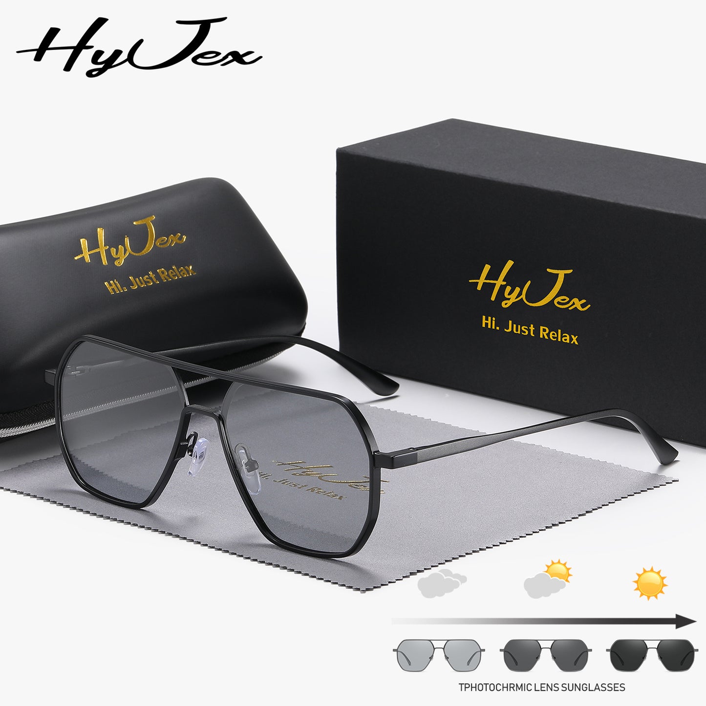 Gafas de Sol Polarizadas HyJex – Diseño Aviador con Protección UV y Lentes Fotocromáticas