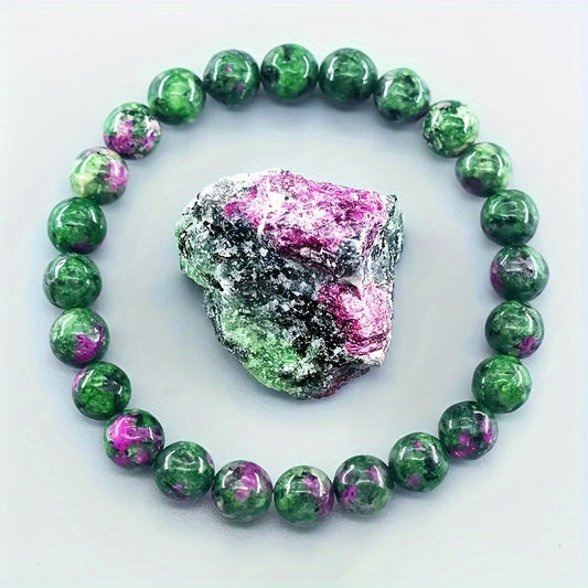 Pulsera Elástica de Piedra Verde Natural para Alivio del Estrés - Regalo Ideal para Hombres y Mujeres