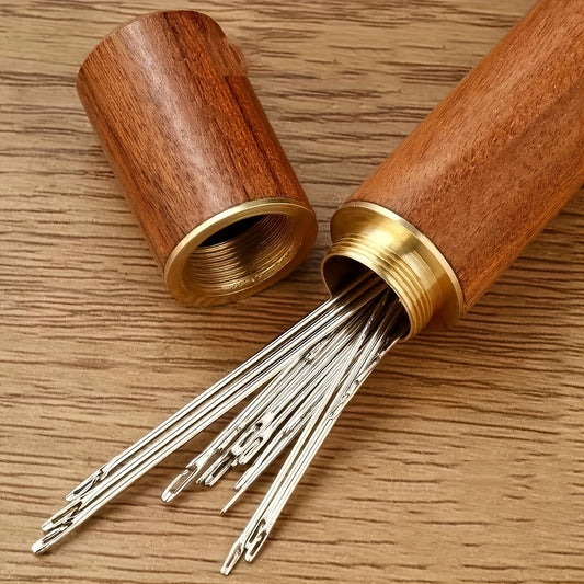 30 agujas de enhebrado automático, varios tamaños, con tubo de almacenamiento de madera, agujas de coser fáciles de insertar para personas mayores, especiales para coser a mano, patchwork, ropa y punto de cruz